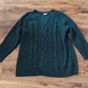 J. Jill Deep Green Cable Knit Sweater